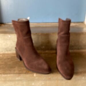 Vince Camuto Rich Brown Suede Block Heeled Boots